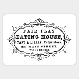 1880s Worcester Advertising for the Fair Play Eating House Magnet